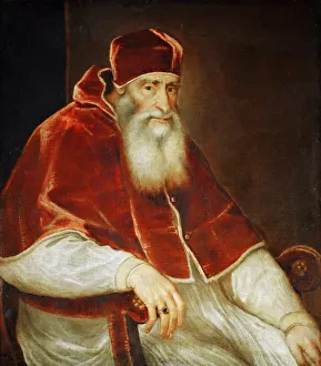 Paul Iii Gallery: Portrait of Pope Paul III Farnese, 1543. Artist: Titian (1488-1576)