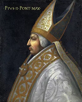 Mitre Prints: Portrait of Pope Pius II (Enea Silvio Piccolomini), 1686. Creator: Anon