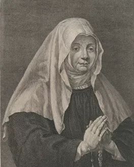 Images Dated 7th December 2020: Portrait of a praying nun, ca. 1771. Creator: Carl Guttenberg