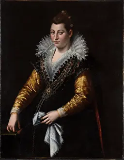 Bolognese School Prints: Portrait of a Pregnant Woman (Self-portrait), c1592. Creator: Fontana, Lavinia (1552-1614)