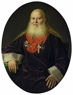 Crucifix Prints: Portrait of the Priest V.I. Kutnevich, 1854. Creator: Kandrat Karsalin