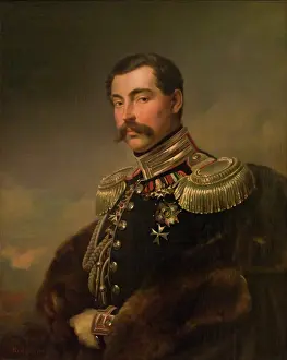 Franz Prints: Portrait of Prince Andrei Obolensky, 1850. Creator: Franz Kruger