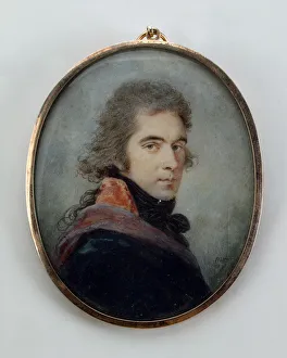 Gouache On Horn Prints: Portrait of Prince Ivan Ivanovich Baryatinsky (1772-1825)