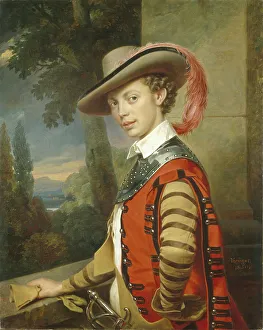 Portrait of Prince Nikolai Saltykov in Fancy Dress, 1850. Artist: Kruger, Franz (1797-1857)
