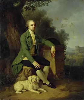 Commissary Prints: Portrait of Prince Nikolai Yusupov with a Dog, 1782. Creator: Johann Baptist Lampi I