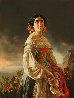 Portrait of Princess Lina Gagarina, 1847. Artist: Orlov, Pimen Nikitich (1812-1863)