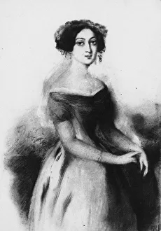 Griboedov Prints: Portrait of Princess Nino Chavchavadze, c. 1830. Artist: Anonymous