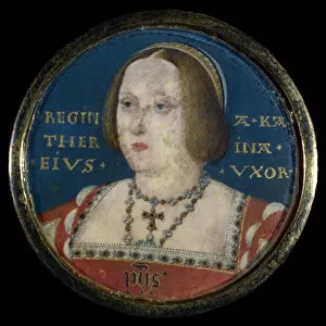Catherine Of Aragon Collection: Portrait of Queen Catherine of Aragon (1485-1536), c. 1525. Artist: Horenbout (Hornebolte)