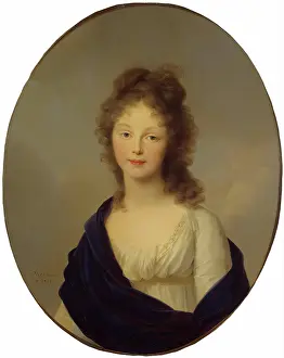Shawl Prints: Portrait of Queen Louise of Prussia, 1798. Creator: Friedrich Tischbein