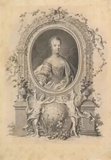 Images Dated 23rd September 2020: Portrait of Queen Marie-Antoinette in an ornamental frame, late 18th century