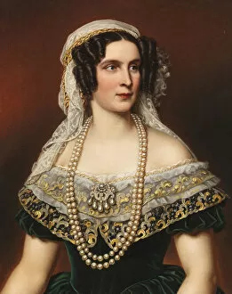1855 Gallery: Portrait of Queen Therese of Bavaria (1792-1854), 1855. Creator: Stieler, Joseph Karl (1781-1858)