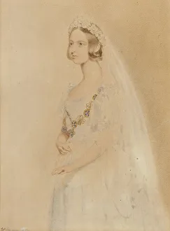 Private Collectionacademic Art Prints: Portrait of Queen Victoria on her wedding day