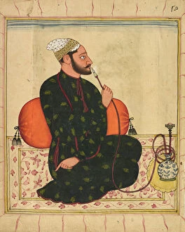 Huqqa Pipe Collection: Portrait of a Raja, probably Raja Dhrub Dev of Jasrota, ca.1690-1700. Creator: Unknown