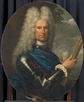 Rear Admiral Prints: Portrait of Rear-Admiral Arent van Buren, 1721. Creator: Krzysztof Lubieniecki