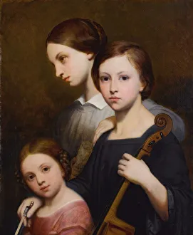 Scheffer Prints: Portrait of Rene, Cecile and Louise Franchomme