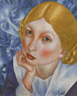 Portrait of Ria, 1915. Artist: Petrov-Vodkin, Kuzma Sergeyevich (1878-1939) Portrait of Ria, 1915. Artist: Petrov-Vodkin, Kuzma Sergeyevich (1878-1939)