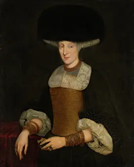 Chain Prints: Portrait of a Richly Dressed Young Woman, 1673. Creator: Theodor Roos