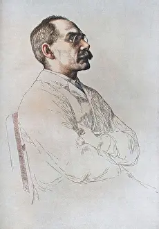 Looking Up Prints: Portrait of Rudyard Kipling, 1898, (1906). Creator: William Strang