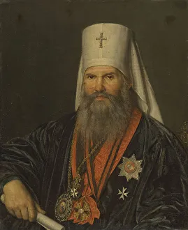 Portrait of the Saint Petersburg Metropolitan Mikhail (Desnitsky) (1762-1821), Early 1820s. Creator: Oleszkiewicz, Józef (1777-1830)