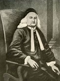 Trial Gallery: Portrait of Samuel Sewall, in periwig and long coat, c1700-1720, (1937). Creator: Unknown