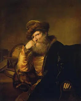 Scholar Prints: Portrait of a Scholar Sitting at the Table, 1650. Creator: Ferdinand Bol