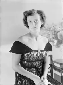 Portrait of seated woman in evening dress, (Isle of Wight?), c1935