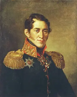 Commander Prints: Portrait of Sergei Volkonsky, 1824. Creator: Vasily Tropinin