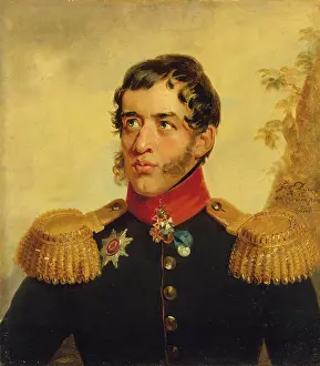 Sideburns Prints: Portrait of Sergey G. Volkonsky (1788-1865), 1823. Creator: George Dawe