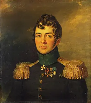 Curly Hair Prints: Portrait of Sergey N. Ushakov (1776-1814) (2nd), 1822. Creator: Workshop of George Dawe