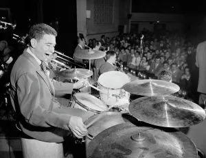 Gioga Bob Prints: Portrait of Shelly Manne, Art Pepper