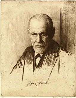 Freud Prints: Portrait of Sigmund Freud (1856-1939), 1926. Artist: Schmutzer, Ferdinand (1870-1928)