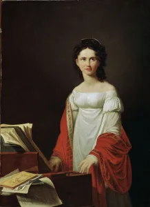 Images Dated 27th July 2010: Portrait of the Singer Anna Borunova, 1821. Artist: Nicolas de Courteille