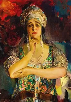 Malyavin Gallery: Portrait of the Singer Nadezhda Plevitskaya, 1924. Artist: Malyavin, Filipp Andreyevich (1869-1940)