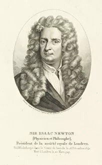 Newton Gallery: Portrait of Sir Isaac Newton (1642-1727), c. 1830-1840. Creator: Tardieu, Ambroise (1788-1841)