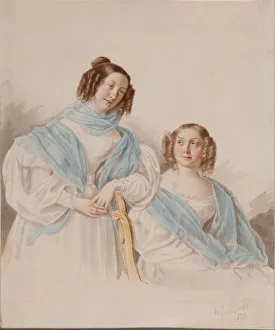 Sokolov Prints: Portrait of Sisters Countesses Antonina Dmitrievna (1813-1891) und Lidia Dmitrievna (1815-1882) Blud Artist: Sokolov