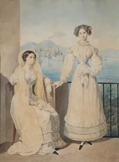 Briullov Prints: Portrait of Sisters Countesses Dorothea (1804-1863) and Catherine (1803-1888) von Tiesenhausen
