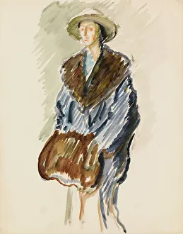 Muff Prints: Portrait sketch, c1910s. Creator: Verner Thome