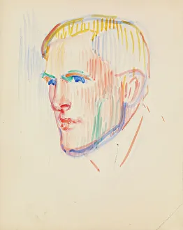Blue Eyes Prints: Portrait sketch, Emil Jankes, c1910s. Creator: Verner Thome
