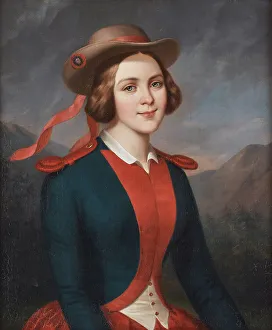 Portrait of the Soprano Jenny Lind (1820-1887) as Marie in the opera La fille du... after 1844. Creator: Poyet, Léonard (1789-1873). Portrait of the Soprano Jenny Lind (1820-1887) as Marie in the opera La fille du... after 1844