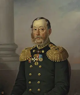 Sideburns Prints: Portrait of S.S. Nakhimov, 1862. Creator: Aleksey Vasilyev