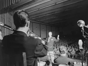 Stanley Newcomb Kenton Prints: Portrait of Stan Kenton, 1947 or 1948. Creator: William Paul Gottlieb