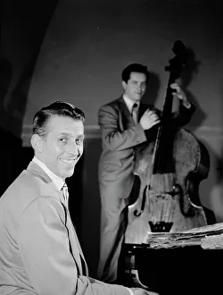 Stanley Newcomb Kenton Prints: Portrait of Stan Kenton and Eddie Safranski, 1947 or 1948. Creator: William Paul Gottlieb