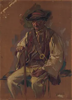 1925 Prints: Portrait of a Standing Man in a Folk Costume, 1925-1930. Creator: Gustav Mally