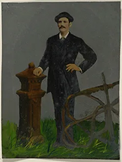 Post Prints: Portrait of standing man in hat, 1860s-1880s. Creator: Unknown