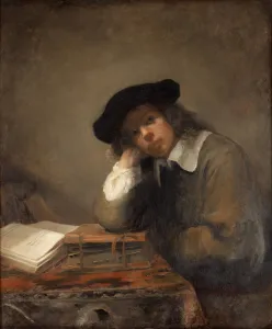 Barock Collection: Portrait of a studying youth (Self-portrait). Creator: Hoogstraten, Samuel Dirksz