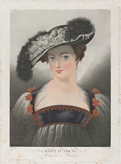 Philibert Louis Debucourt Gallery: Portrait of Susanna Lunden, wearing wide-brimmed hat with feathers, ca. 1809-35