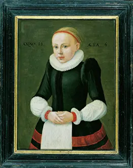 Plait Prints: Portrait of Susanna Volker, 1588. Creator: Middle-Rhenish Master of 1588