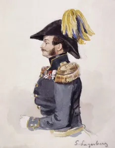 Portrait of Sven Lagerberg (1822-1905) in profile in ceremonial uniform. (c1850s). Creator: Fritz von Dardel