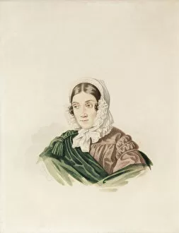 Gouache On Paper Gallery: Portrait of Tatiana Petrovna Lvova (1789-1848), nee Poltoratskaya, 1830s. Creator: Hampeln