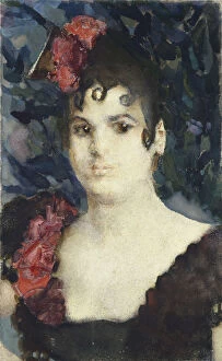 Bizet Collection: Portrait of Tatyana Lyubatovich as Carmen, 1890s. Artist: Vrubel, Mikhail Alexandrovich (1856-1910)